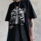 Womens y2k Gothic Punk Skeleton Crop Top E-Girls 90s Goth Vintage Short Sleeve T Shirt Graphic Print Streetwear