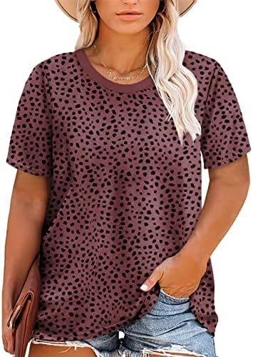 Eytino Womens Plus Size T Shirts Shorts Sleeve Crew Neck Polka Dot Print Summer Causal Tee Tops(1X-5X)
