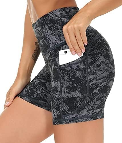 THE GYM PEOPLE High Waist Yoga Shorts for Women’s Tummy Control Fitness Athletic Workout Running Shorts with Deep Pockets