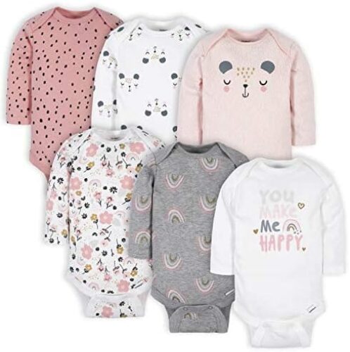 Gerber Baby Girls’ 6-pack Long-sleeve Onesies Bodysuits