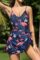 SHEKINI Women’s Tummy Control One Piece Swimdress Drawstring Bathing Suits V Neck Swimwear