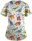 Dinosaur Scrub Tops Women Plus Size Scrub for Women Cute Animals Nursing Uniforms Cartoon Scrub Top