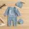 GRNSHTS Newborn Baby Boy Romper Coming Home Outfits Letter Print Bodysuit Jumpsuit+Hat+Gloves 3PCS Clothes Set
