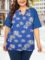 HDLTE Women Plus Size Tops Sexy V Neck Floral Tshirt Casual Short Sleeve Summer Tops