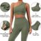 OMKAGI Workout Set for Women 2 Piece Seamless One Shoulder Sports Bra Scrunch Butt Lifting leggings Gym Outfits Tracksuits