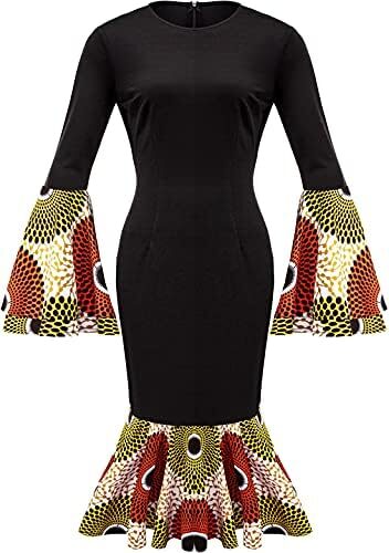 DOAFRIAFRI Women African Print Casual Dress Ankara Traditional Long Maxi Dress