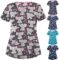 Scrubs for Women Set Short Sleeve V Neck Cartoon Pattern Nursing Uniforms Workwear Scrub Tops Shirts with Pockets