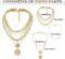 MJartoria Gold Layered Necklaces for Women Trendy Retro Coin Pendant Gold Necklace Dainty Chunky Link Chain Choker Necklaces for Girls Jewelry Birthday Gifts