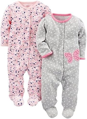 Simple Joys by Carter’s Baby Girls’ Cotton Snap Footed Sleep and Play, Pack of 2