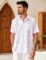 COOFANDY Men’s Short Sleeve Linen Shirt Cuban Beach Tops Pocket Guayabera Shirts