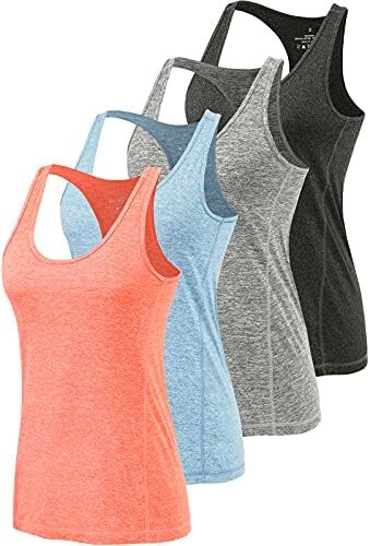 Air Curvey Workout Tank Tops for Women Yoga Racerback Tanks Athletic Quick Dry Activewear 4 Pack