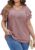 IN’VOLAND Womens Plus Size T Shirt V Neck Loose Fit Ruffle Sleeve Summer Hollow Casual Tops Blouse