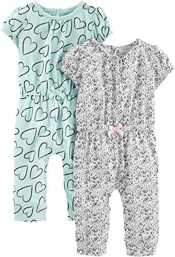 Simple Joys by Carter’s Baby Girls’ Fashion Jumpsuits, Pack of 2