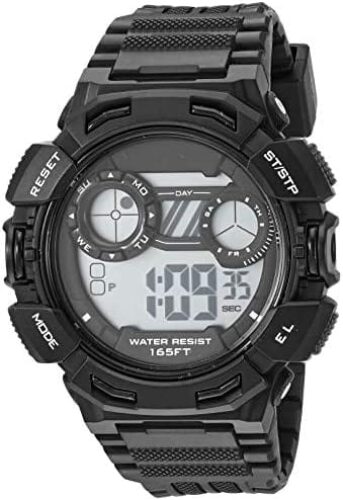 Amazon Essentials Men’s Digital Chronograph Black Resin Strap Watch