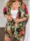 Floerns Women’s Plus Size 2 Piece Outfit Tropical Print Kimono Top and Shorts Set