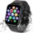 Black TORJALPH Smart Watch – 1.69 inch Full Touch Screen, IP68 Waterproof, Bluetooth Fitness Tracker with Heart Rate and Sleep Monitor for Men and Women, Compatible with iPhone, Samsung, and Android Phones