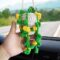 Boho Rear View Mirror Hanging Accessories Orange Flower Knitted Plant Charm Car Rearview Mirror Hanging Accessories Truck Car Decor Gadgets for Women Teens Girls Funny Things Christmas Gifts