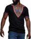 Makkrom Mens African Dashiki T Shirt Tribal Floral Print V Neck Slim Fit Shirts Tops