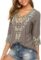 LauraKlein Women’s Boho Embroidered Peasant Tops 3/4 Sleeve V Neck Mexican Bohemian Shirts Tunics Blouses