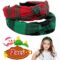 Wide Knotted Plaid Headbands, Valentines Gifts for Her, Fashion Vintage Turban Hair Band, Retro Criss Cross Christmas Headband for Women Girl, 2PCS Christmas Hair Accessories
