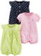 Simple Joys by Carter’s Baby Girls’ Snap-Up Rompers, Pack of 3