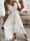CUPSHE Women’s Lace Up Dresses Boho Tassel V-Neck Flare Ruffle Beach
