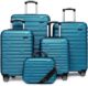 LARVENDER Luggage 5 Piece Sets, Expandable Luggage Sets Clearance, Suitcases with Spinner Wheels, Hard Shell Luggage Carry on Suitcase Set with TSA Lock Aqua Blue