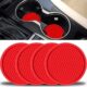 Red SINGARO Car Cup Coaster, Set of 4 Universal Non-Slip Cup Holders with Ornamental Embedded Design, Enhance Car Interior Aesthetics