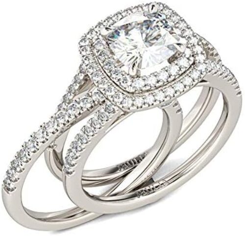 Jeulia Brilliant Classic Band Rings Sets for Women 925 Sterling Silver Fashion Ring Sets Wedding Engagement Anniversary Promise Ring Bridal Sets Jewelry