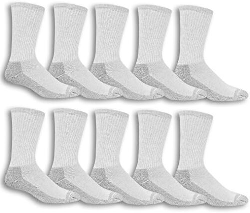 Fruit of the Loom Men’s Cushioned Durable Cotton Work Gear Socks with Moisture Wicking