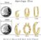 Gold Hoop Earrings Set for Women, 6 Pairs 14K Gold Plated Lightweight Hypoallergenic Chunky Open Hoops Jewelry for Gift