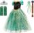 Snow Queen Anna Princess Costume Birthday Party Dress Up for Little Girls with Wig,Crown,Wand,Gloves 3-10 Years