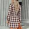 Women’s Wedding Guest Dresses Tie Waist Shirt Long Sleeve Lapel Short Skirt Plaid Dress Fall Dresses 2023