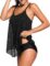 DANIFY Women’s Layered Lace Mesh Swimsuit Plus Size Swimwear Tankini Bathing Suit Tummy Control Swim Dress Cover up Swimdress