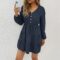 Women’s Fall Fashion 2023 Long Sleeve Stylish Casual V-Neck Slim Dress Clothes