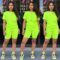 Annystore Short Set Outfit for Women – Casual Sport 2 Piece Tracksuit Short Sleeve Print Top Bodycon Short Pants Set
