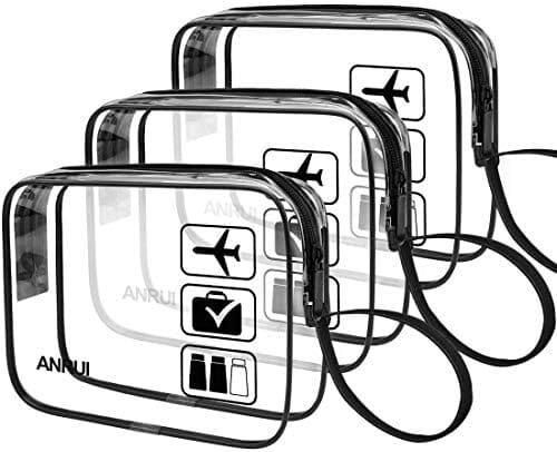 ANRUI Same Size TSA-Approved Clear Travel Toiletry Bag With Handle Strap, Airline Kit 3-1-1 Clear Liquids Toiletries & Cosmetics Organizer Carry-On Luggage for Women and Men