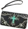 Justin West Tooled Leather Laser Cut Turquoise Rhinestone Cross Concho Studded Messenger Handbag with CrossBody Strap