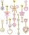 9 Pcs Belly Button Ring for Women Surgical Steel Dangle Pink Belly Piercing