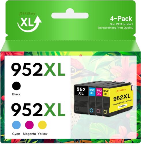 952XL Ink Cartridges High Yield (4-Pack, Black/Cyan/Magenta/Yellow) Compatible 952XL Ink Cartridges Replacement for 952XL Ink for OfficeJet Pro 8710 8210 8715 8720 8702 7740 Printer