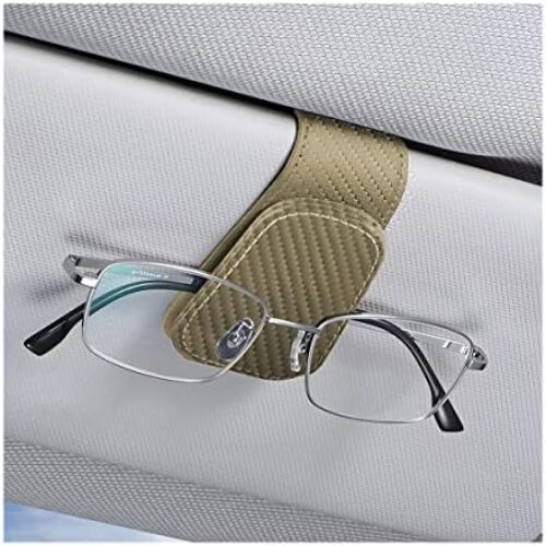 AICEL Sunglasses Holders for Car Sun Visor, Leather Eyeglasses Hanger Mounter, Magnetic Glasses Holder and Ticket Card Clip, Auto Interior Accessories Universal for SUV Pickup Truck