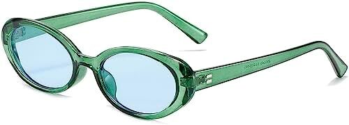 AIEYEZO Retro Oval Sunglasses for Women Fashion Small Oval Frame Sun Glasses 90s Vintage Style Shades