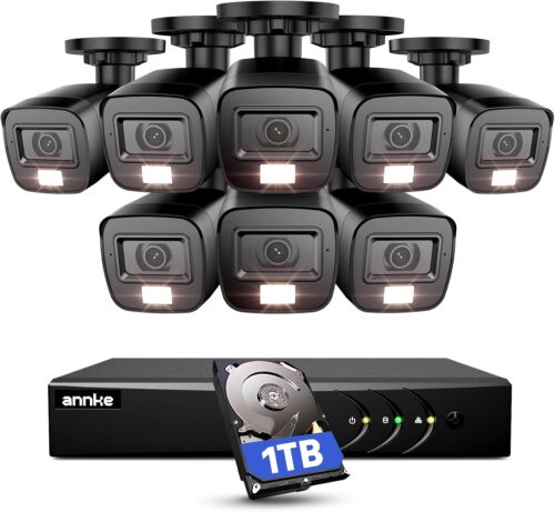 ANNKE 3K Lite Security Camera System Outdoor with AI Human/Vehicle Detection, 8CH H.265+ DVR and 8 x 1920TVL 2MP IP66 Home CCTV Cameras, Smart Playback, Email Alert with Images, 1TB Hard Drive – E200