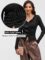 ANRABESS Women Long Sleeve Button Down Shirts Ribbed Knit Slim Fitted Crop Tops 2025 Fall Y2K Dressy Casual Trendy Outfits