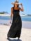ANRABESS Women’s Summer Casual Long Maxi Beach Vacation Dresses Sleeveless Square Neck Flowy Tiered Sun Dress with Pockets
