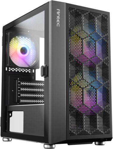 ANTEC NX200M RGB, Large Mesh Front Panel, USB3.0 Ready, 3 x 120mm RGB Fixed Mode Fans Included, TG Swing Side Panel, Up to 5 Fans Simultaneously, 240mm Radiator Support, Mini-Tower M-ATX Gaming Case