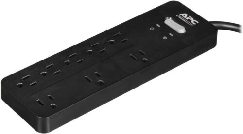 APC Surge Protector, Black Power Strip PH8, 2160 Joules, Flat Plug, 8 Outlet Power Strip