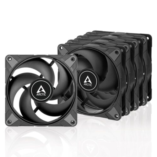 ARCTIC P12 Max (5 Pack) – PC Fans, High-Performance 120mm Case Fan, PWM Controlled 200–3300 RPM, Optimised for Static Pressure, 0dB Mode, Fluid Dynamic Bearing – Black