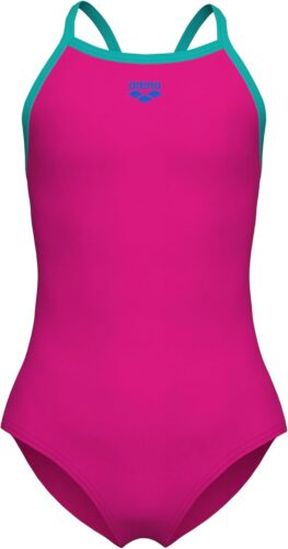 ARENA Feel Girls’ Youth Light Drop Back Solid Swimsuit Waterfeel Fabric Comfortable One Piece Suit Pool or Beach