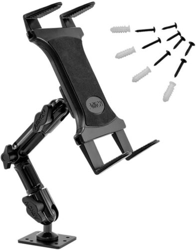 ARKON Mounts – Heavy-Duty Tablet Mount | Secure Drill Base for Cars, Walls, and Tables | Adjustable Arm Ensures Perfect Positioning | Universal Tablet Stand and Holder | Great for iPad Wall Mount
